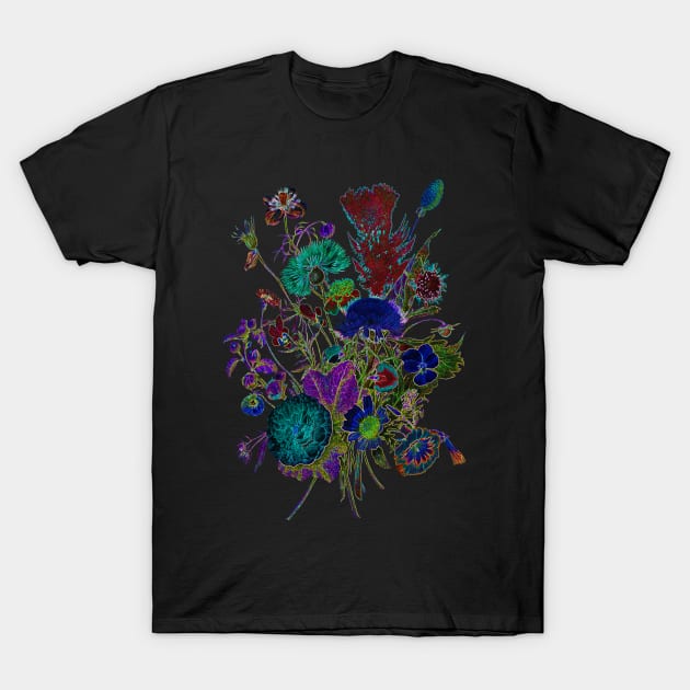 Black Panther Art - Glowing Flowers in the Dark 2 T-Shirt by The Black Panther